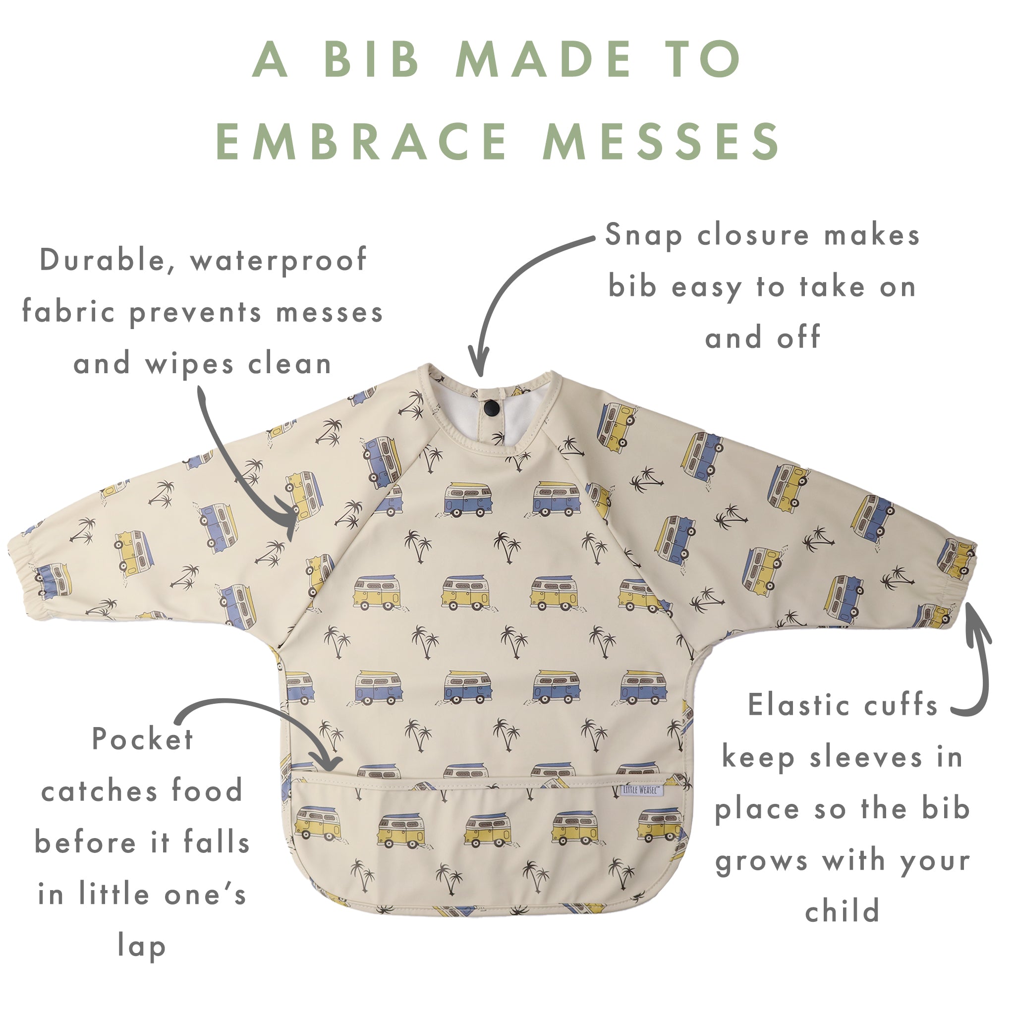Imported Quality Waterproof Baby Bibs/Apron/Napkins - Long Sleeves Bib In Blue Color