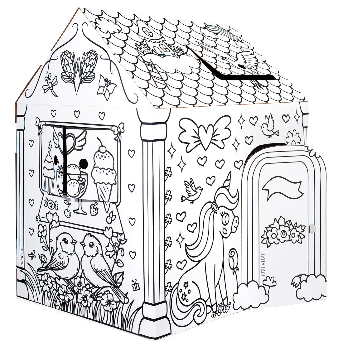 Cardboard Colour-In Playhouse - Unicorn