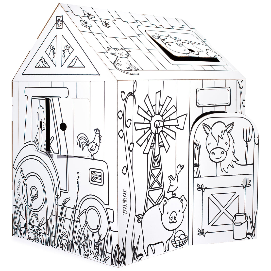 Cardboard Colour-In Playhouse - Farmhouse