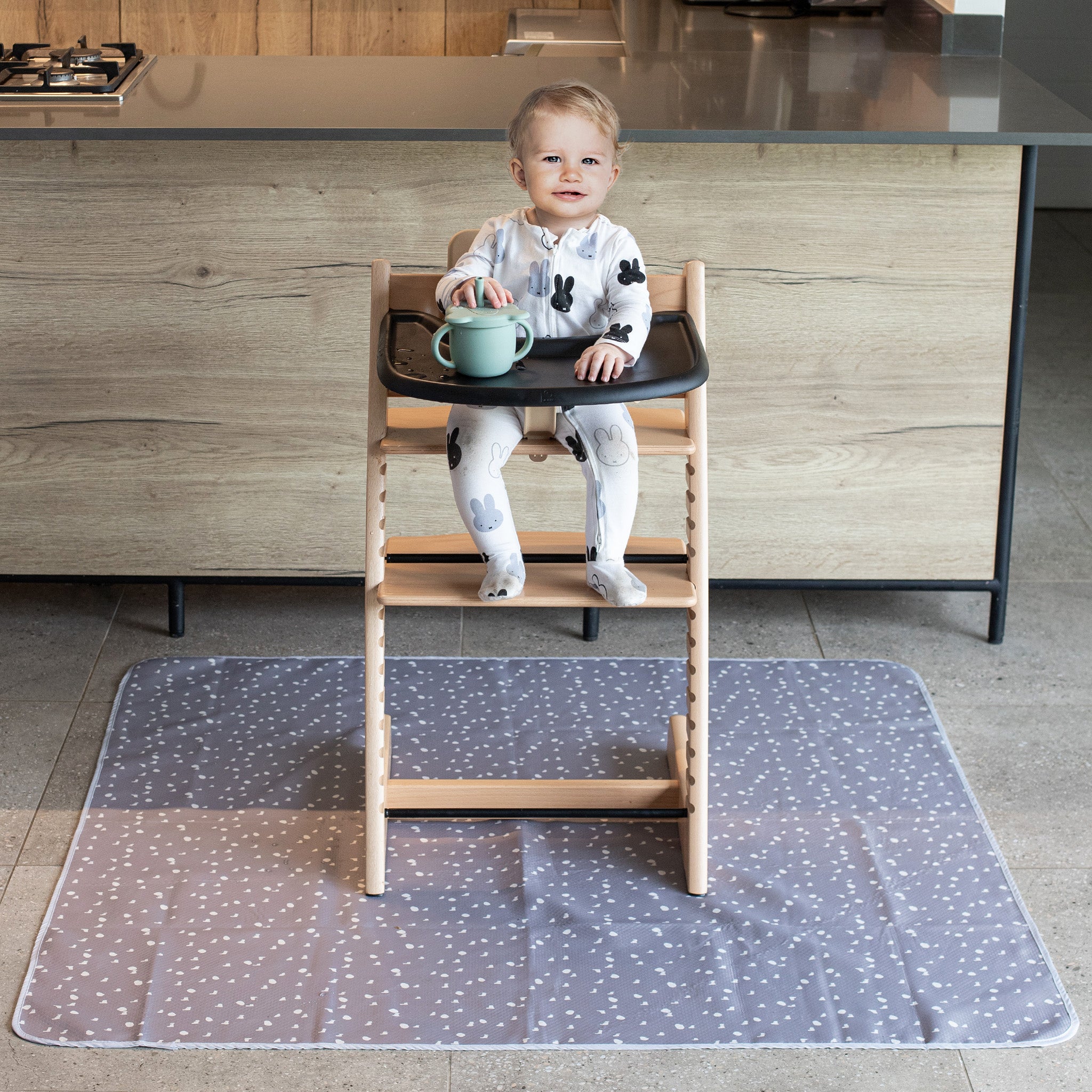 Washable Splat Mat for Under Baby's High Chair Little Weasel Little
