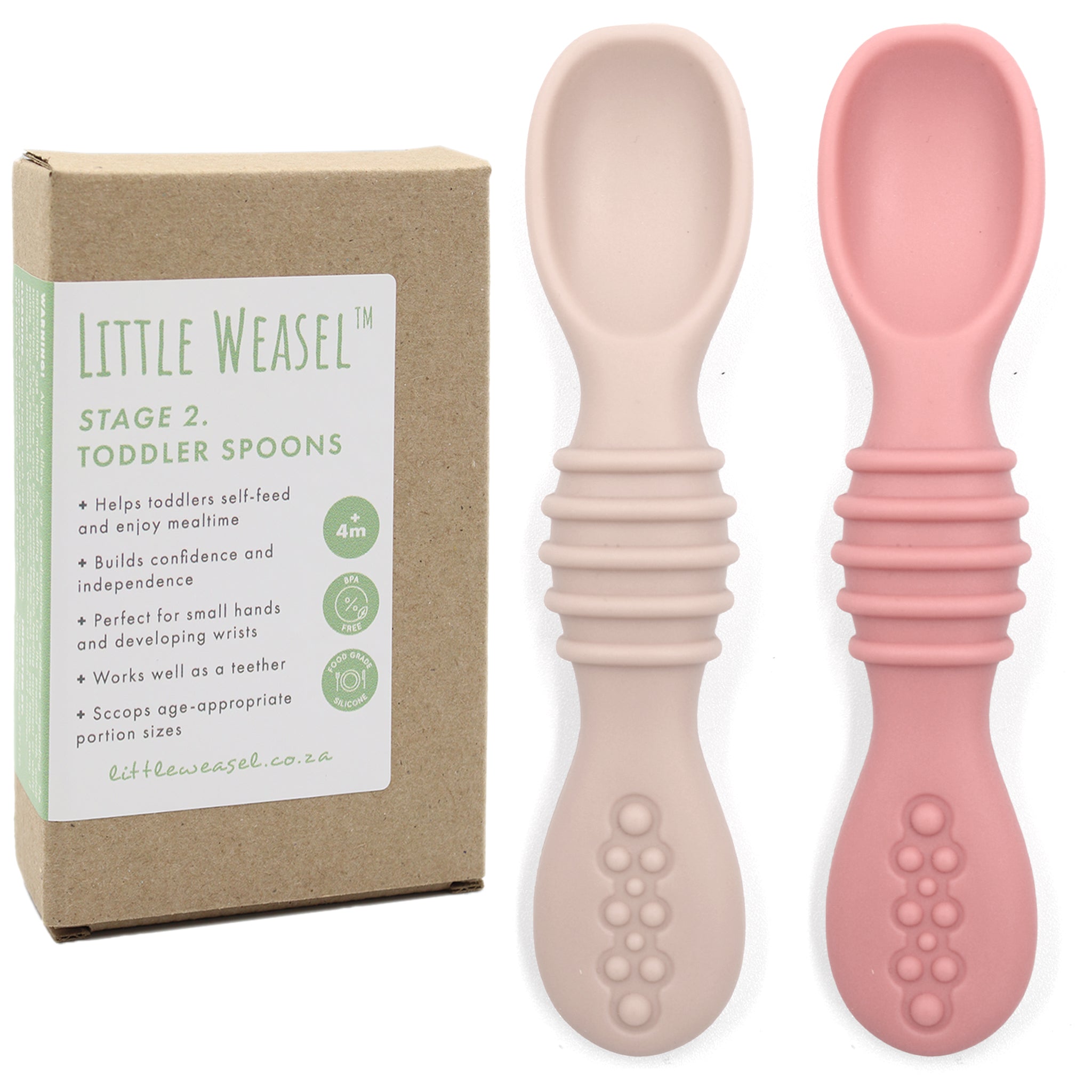 Stage 2 Toddler Training Spoons with Easy Grip – Little Weasel ZA